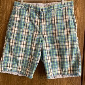 Tommy Bahama Reversible Chino Shorts Cotton Stripes Plaid Size 34 Preppy EUC